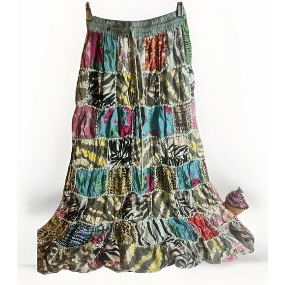 Handmade Patchwork Skirt Size Small Hippie Colorful One of A Kind       Ii - Picture 1 of 8